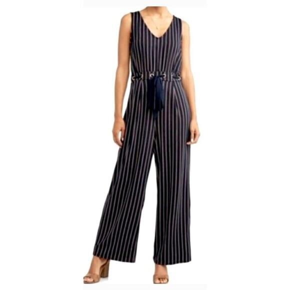 Wrapper Women's Black & White Polyester V-Neck Sleeveless Jumpsuit Size X-Large - Picture 14 of 14